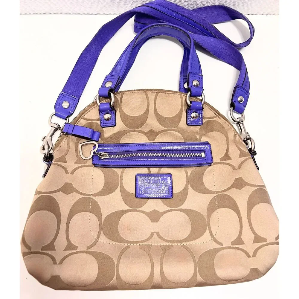 Vintage 2012 Coach Daisy Signature Khaki Convertible Satchel K1260-F21713